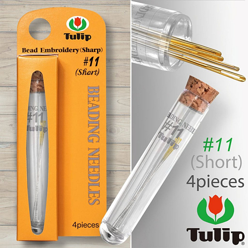 Jehly na navlékání korálků TULIP No.11 (Short)  pr.0,41mm délka 37mm sada 4Ks