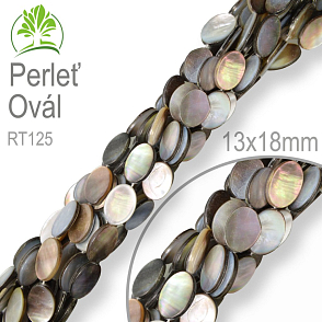 Korálky přírodní perleťové OVÁL . Ozn. RT125. Velikost 13x18mm. Balení 22Ks.