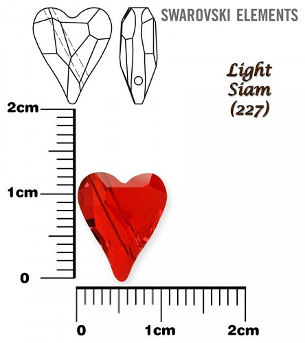 SWAROVSKI KORÁLKY 5743 Heart Bead barva LIGHT SIAM velikost 12mm.