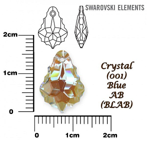 SWAROVSKI Baroque 6090 Pendant barva CRYSTAL BLUE AB velikost 16x11mm.