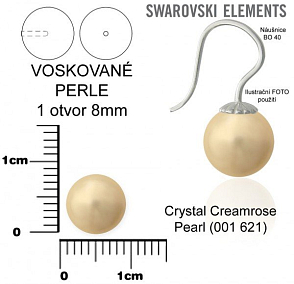 SWAROVSKI 5818 Voskované Perle 1otvor barva 621 CRYSTAL CREAMROSE velikost 8mm.
