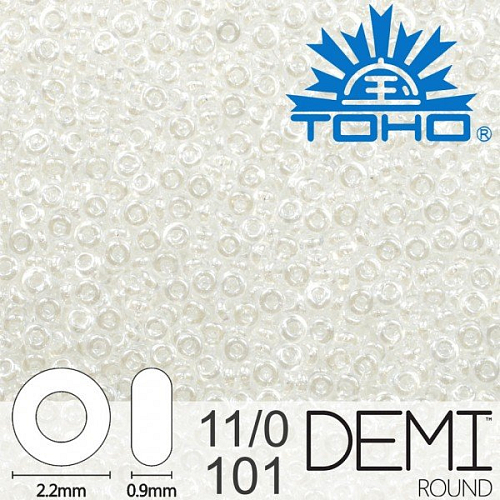 Korálky TOHO Demi Round 11/0. Barva 101 Transparent-Lustered Crystal . Balení 5g.