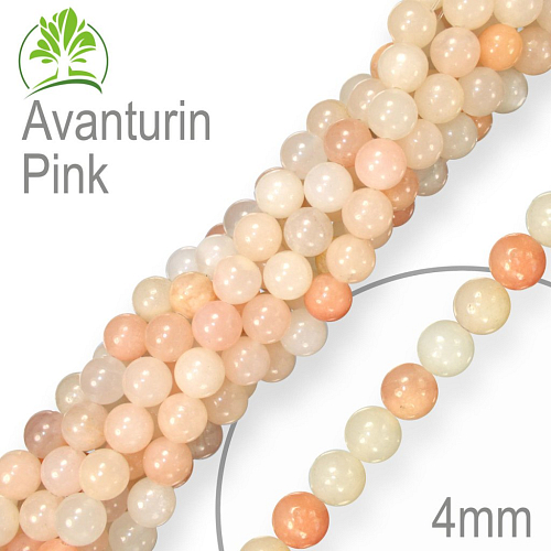 Korálky z minerálů Avanturin Pink  přírodní polodrahokam. Velikost pr.4mm. Balení 18Ks.