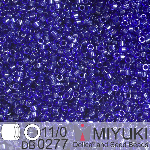 Korálky Miyuki Delica 11/0. Barva Transparent Cobalt Luster DB0277. Balení 5g.