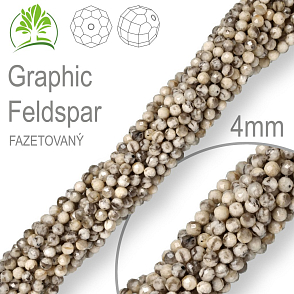 Korálky z minerálů Graphic Feldspar Fazetovaný přírodní polodrahokam. Velikost pr.4,3mm. Balení 95Ks.