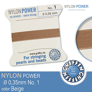 NYLON Power velmi pevná nit GRIFFIN síla nitě 0,35mm barva Beige