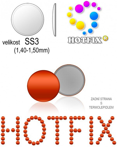 Kovové NAILHEAD HOTFIX nažehlovací polotovary. Velikost SS3 (1,40-1,50mm) Tl.0,6mm. Barva 034 PAPRIKOVÁ ČERVENÁ (lesklá ocelová). Balení 100Ks.