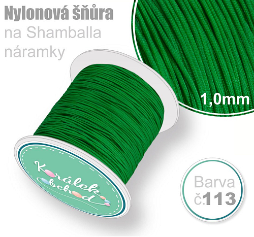 Nylonová šňůra na Shamballa náramky průměr nitě 1,0mm. Barva č.113 tmavá Zelená