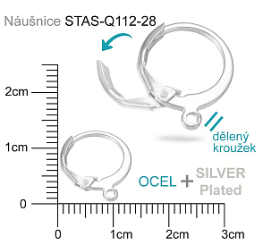 Náušnice mechanická kulatá CHIRURGICKÁ OCEL ozn.-STAS-Q112-28. Barva SILVER Plated.