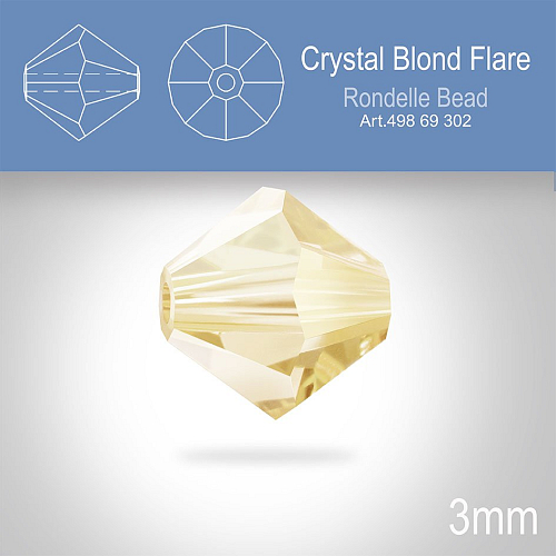 PRECIOSA Bicone (sluníčko) velikost 3mm. Barva CRYSTAL BLOND FLARE. Balení 40ks