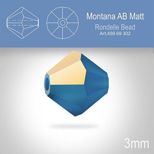 PRECIOSA Bicone (sluníčko) velikost 3mm. Barva MONTANA AB MATT. Balení 40ks