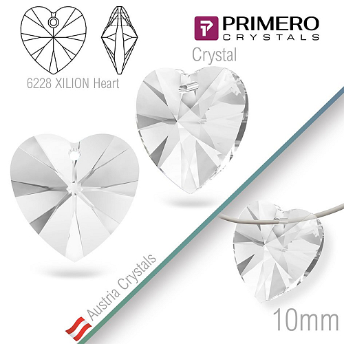 Korálky PRIMERO Crystals. Tvar 6228 XILION Heart. Barva Crystal. Velikost 10mm