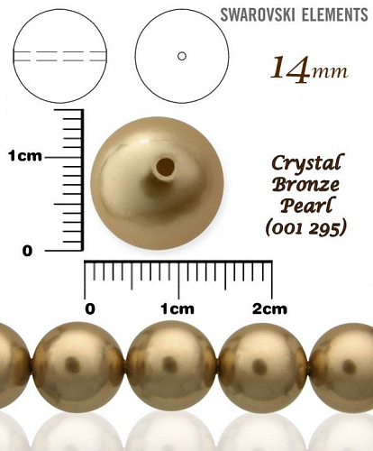 SWAROVSKI 5811 Voskované Perle barva 295 CRYSTAL BRONZE PEARL velikost 14mm. 