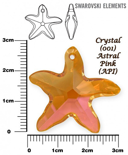 SWAROVSKI Starfish Pendant barva CRYSTAL ASTRAL PINK velikost 28mm.