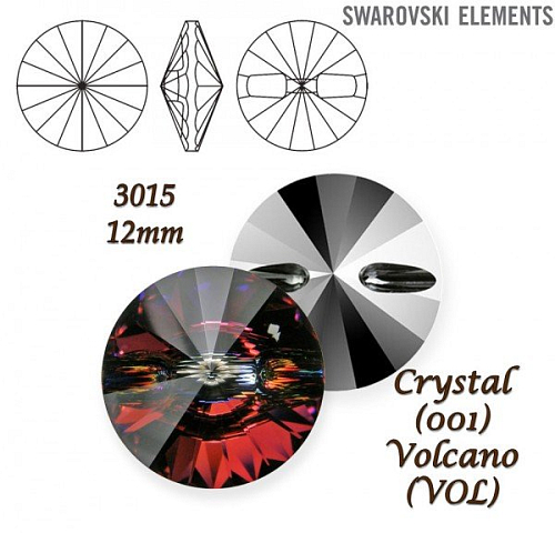 SWAROVSKI Buttons 3015 barva CRYSTAL VOLCANO velikost 12mm