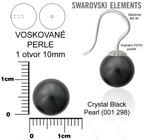 SWAROVSKI 5818 Voskované Perle 1otvor barva CRYSTAL BLACK  PEARL velikost 10mm.