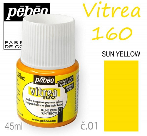 Barva na sklo VITREA 160- vypalovací č.01 sluneční ŽLUTÁ objem 45ml.