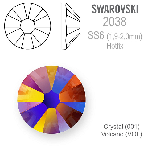 SWAROVSKI xilion rose HOT-FIX velikost SS6 barva CRYSTAL VOLCANO