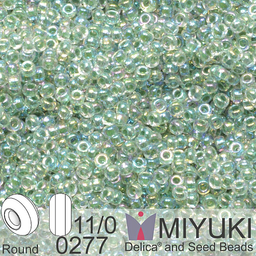 Korálky Miyuki Round 11/0. Barva 0277 Lime Lined Crystal AB. Balení 5g.  