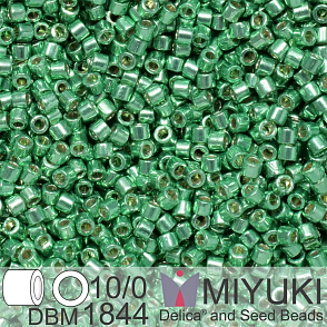 Korálky Miyuki Delica 10/0. Barva Duracoat Galvanized Dark Mint Green DBM1844. Balení 5g.