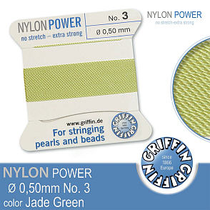 NYLON Power velmi pevná nit GRIFFIN síla nitě 0,50mm Barva Jade Green