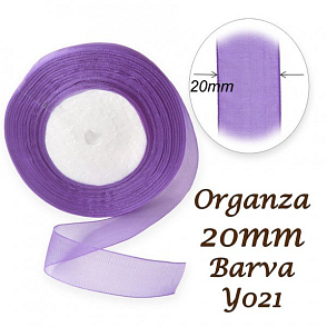 ORGANZA stuha šířka 20mm. Číslo Y021 barva FIALOVÁ. 