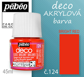 Barva AKRYLOVÁ lesk Pébeo DECO. Odstín č.124 BRIGHT RED. Balení 45 ml.