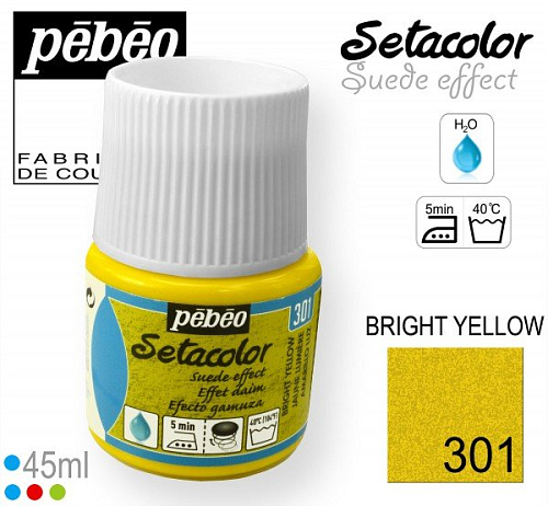 Barva na Textil SETACOLOR Suede Pebeo. barva č. 301 BRIGHT YELLOW. Balení 45ml.