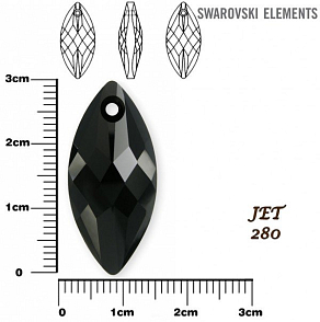 SWAROVSKI Navette Pendant barva JET velikost 30x14mm.