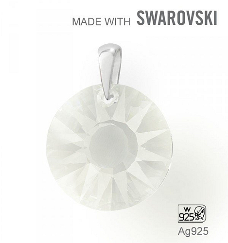 Přívěsek Made with Swarovski 6724 Crystal (001) 19mm+šlupna Ag925