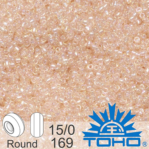 Korálky TOHO tvar ROUND (kulaté). Velikost 15/0. Barva č. 169-Trans-Rainbow Rosaline . Balení 5g.