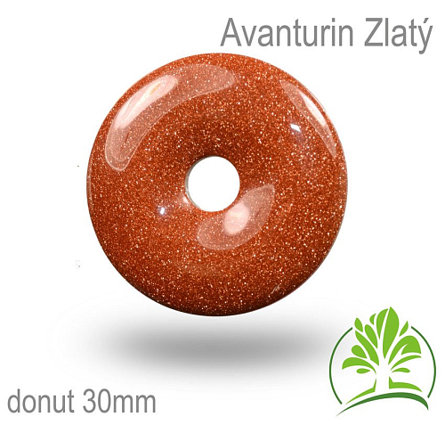 AVANTURIN Zlatý (syntetický) donut-o pr. 30mm tl.4,5mm.