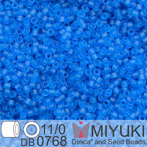 Korálky Miyuki Delica 11/0. Barva Matte Transparent Capri Blue DB0768. Balení 5g