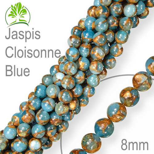Korálky z minerálů Jaspis Cloisonne Blue. Velikost pr.8mm. Balení 10Ks.