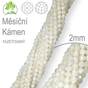 Korálky z minerálů Měsíční Kámen Fazetovaný přírodní polodrahokam. Velikost pr.2mm. Balení 190Ks.