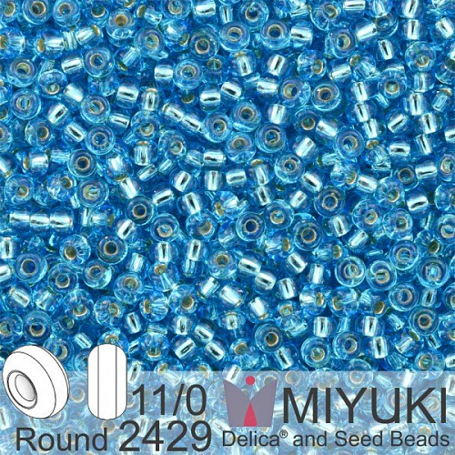 Korálky Miyuki Round 11/0. Barva 2429 S/L Dk Aqua. Balení 5g.