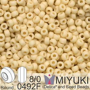 Korálky Miyuki Round 8/0. Barva 0492F Matte Opaque Dark Cream. Balení 5g