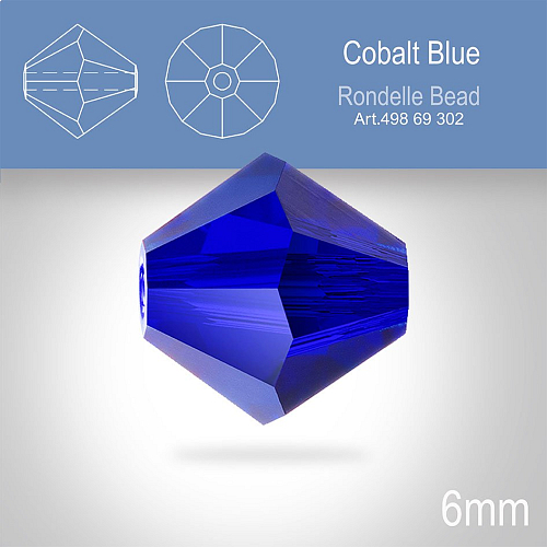 PRECIOSA Bicone MC BEAD (sluníčko) velikost 6mm. Barva COBALT BLUE. Balení 18ks .
