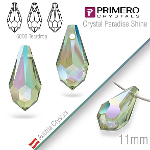 Přívěsky PRIMERO Crystals . Tvar 6000 Teardrop. Barva Crystal Paradise Shine. Velikost 11mm
