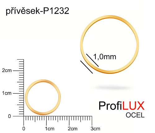 Přívěsek Ocel ozn-P1232 KRUH velikost pr.16mm. Síla 1,0mm. Barva POZLACENO. Řada přívěsků ProfiLUX