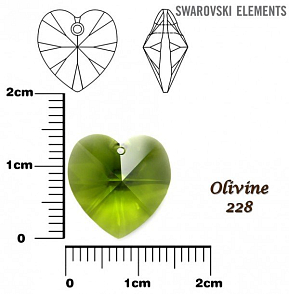 SWAROVSKI Heart Pendant barva OLIVINE velikost 14,4x14mm.
