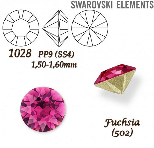 SWAROVSKI ELEMENTS 1028 Chaton Stone PP9 (SS4) 1,50-1,60mm barva FUCHSIA (502).