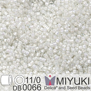 Korálky Miyuki Delica 11/0. Barva White Lined Crystal AB  DB0066. Balení 5g.