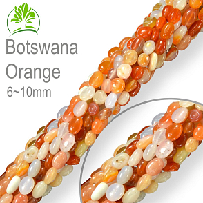 Korálky z minerálů Nugets velikost 6-10mm Botswana Orange. Balení 40cm.