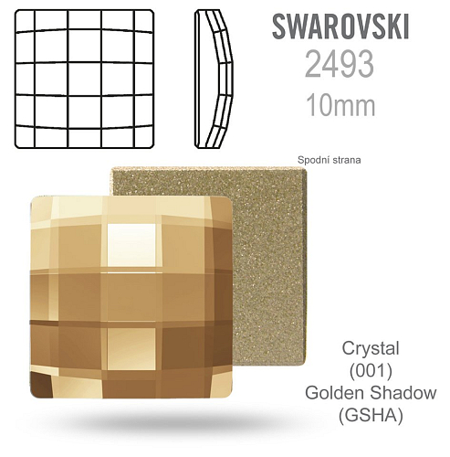 SWAROVSKI Chessboard FB 2493 barva CRYSTAL GOLDEN SHADOW velikost 10x10mm. 
