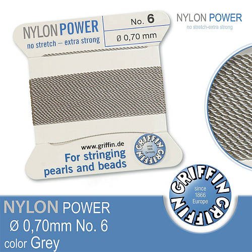 NYLON Power velmi pevná nit GRIFFIN síla nitě 0,70mm Barva Grey