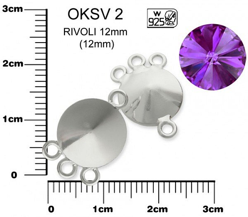 Lůžko s očkem na RIVOLKY Sw 1122 velikost 12mm. Ozn.-OKSV 2 ( 3očka). Materiál STŘÍBRO AG925.váha 0,64g.