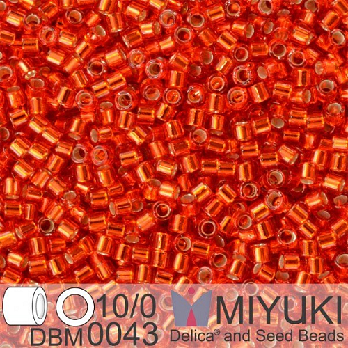 Korálky Miyuki Delica 10/0. Barva S/L Flame Red Cut DBM0043. Balení 5g.