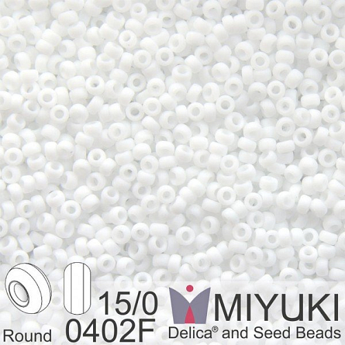Korálky Miyuki Round 15/0. Barva 0402F Matte White . Balení 5g.