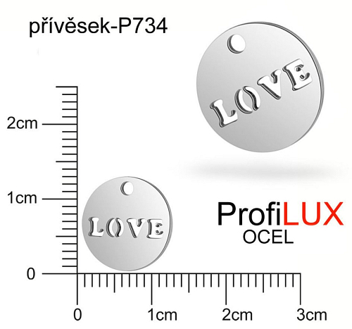 Přívěsek Chirurgická Ocel ozn-P734 medailon LOVE velikost pr.12mm. Řada přívěsků ProfiLUX